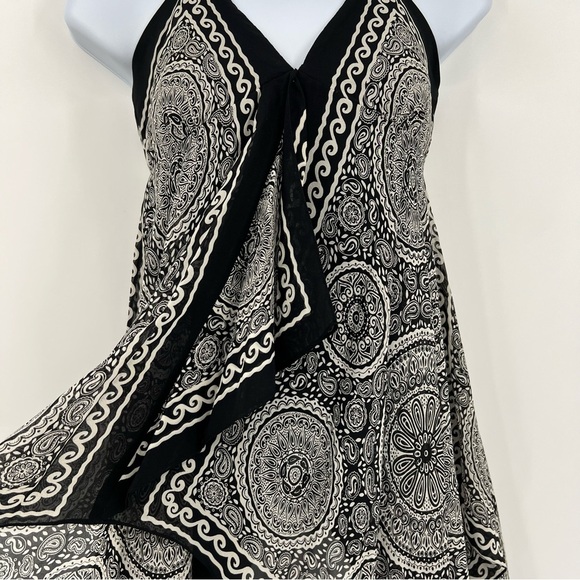 Y2K BCBGMAXAZRIA Silk Halter Top XS Handkercheif Babydoll Asymmetric - Picture 2 of 6